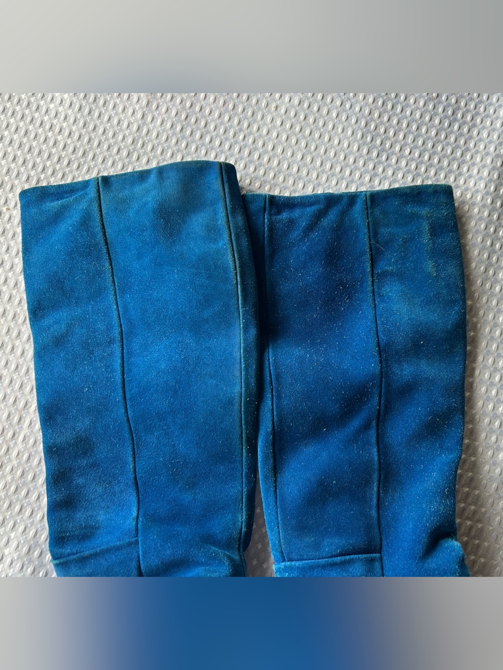 Geox Teal-Blue Suede Knee-High Block Heel Boots - Picture 12 of 16